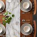 Marble Table Runner-Cotton Linen-Long 120 inches White Gray Gold Dresser Scarves, Texture Table Runner for Kitchen Coffee/Dining/Sofa/End Table Bedroom Home Living Room, Scarves Decor for Holiday Dinner