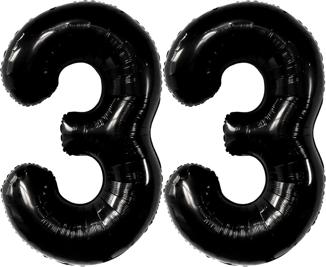 KatchOn, Giant Black 33 Balloon Numbers - 40 Inch | 33 Birthday Balloons, 33 Birthday Decorations for Men | Number 33 Balloons, Happy 33rd Birthday Decorations for Women | 33 Balloons for Birthdays