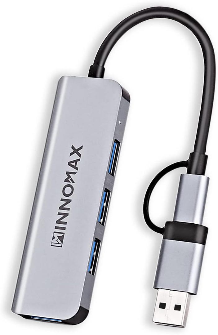 2 x IM INNOMAX Aluminum, USB C to USB Hub, Multiport USB 3.0 Adapter with 4 USB 3.0 Ports for All Computers: MacBook, iPad Pro, Windows Laptops, comuter to Connect Flash Drive, HDD, Printer, Mouse etc