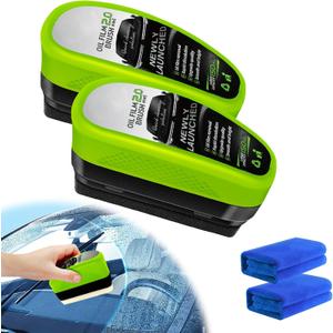 2Pcs Upgrade Automotive Oil Film Cleaning Brush, Oil Film Remover for Automotive Windows, Glass Coating Board for Windshield, Prevents Rain and Fog