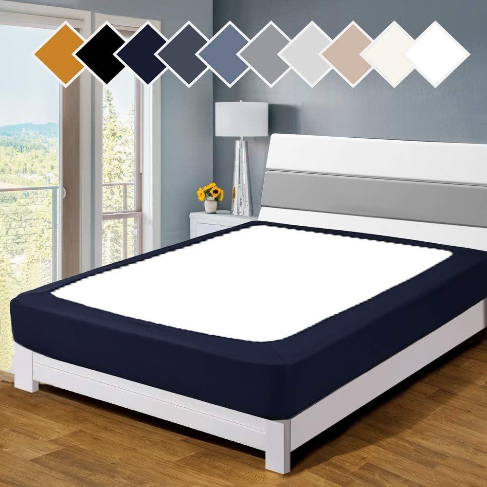 Twin Six Premium Box Spring Cover Update Bed Skirt Wrap Around Cover, Mattress Cover (Navy Blue, Twin/Twin XL)