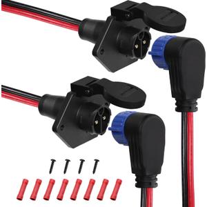 Trolling Motor Plugs for Minn Kota 12V/24V/36V/48V 2-Wire 8 Gauge 50A Trolling Motor Plug Receptacle Set for Marine Boat Down Rigger Fishing Reel,Male & Female Watertight Quick Connect (2-Prong,Elbow (2pk blue))