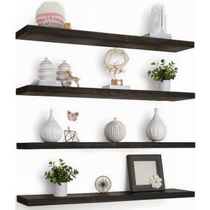 36 Inch Floating Shelves for Wall Rustic Brown Wood Wall Shelves for Bedroom Set of 4