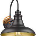 Diyel Dusk to Dawn Sensor Outdoor Barn Light Fixture, 12.3 Inch Dome Outdoor Wall Sconce Farmhouse Wall Mount Lights Exterior Light Fixture Black Finish Industrial Wall Lantern for Porch, 3 Pack