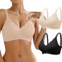 Wireless Bras for Women Bralette - Womens Seamless Push Up Full Coverage Wirefree Padded Sleep Bra with Support and Lift (L)