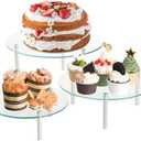 Hacaroa 3 Pcs Tempered Glass Cupcake Stands for Party, 9,11,12.6 Inch Round Food Display Stand Clear Retail Risers for Cakes, Desserts, Pastries, Appetizers