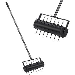 2024 New Rolling Lawn Aerator, Hand Aerator Lawn Tool, Heavy Duty Lawn Spike Aerator, Manual Lawn Aerators for Garden, Grass, Patio, Yard Black