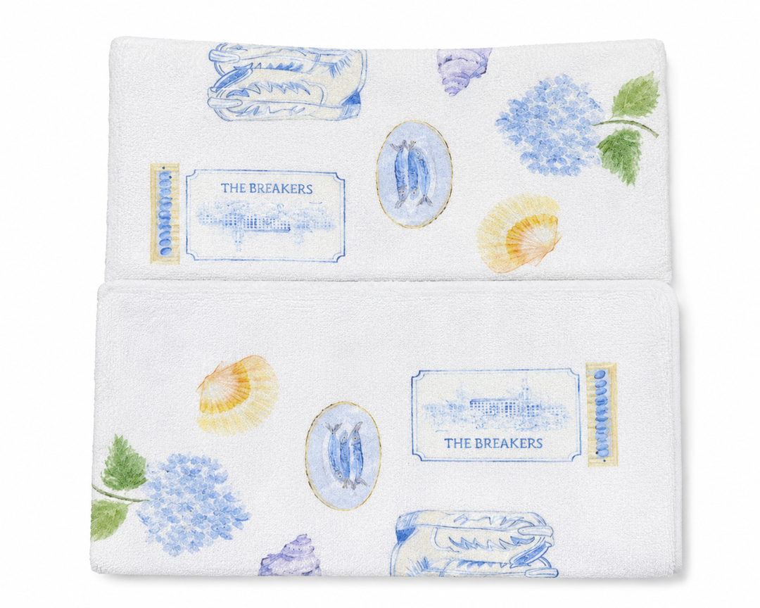 2 x FOPENEM Coastal Cowgirl Beach Kitchen Towels Set of 2, Nautical Coastal Beach Hand Towels for Bathroom Decor, Vintage Ocean Conch Fish Beachy Dish Tea Towels for Kitchen Decor, 16x24 Inches