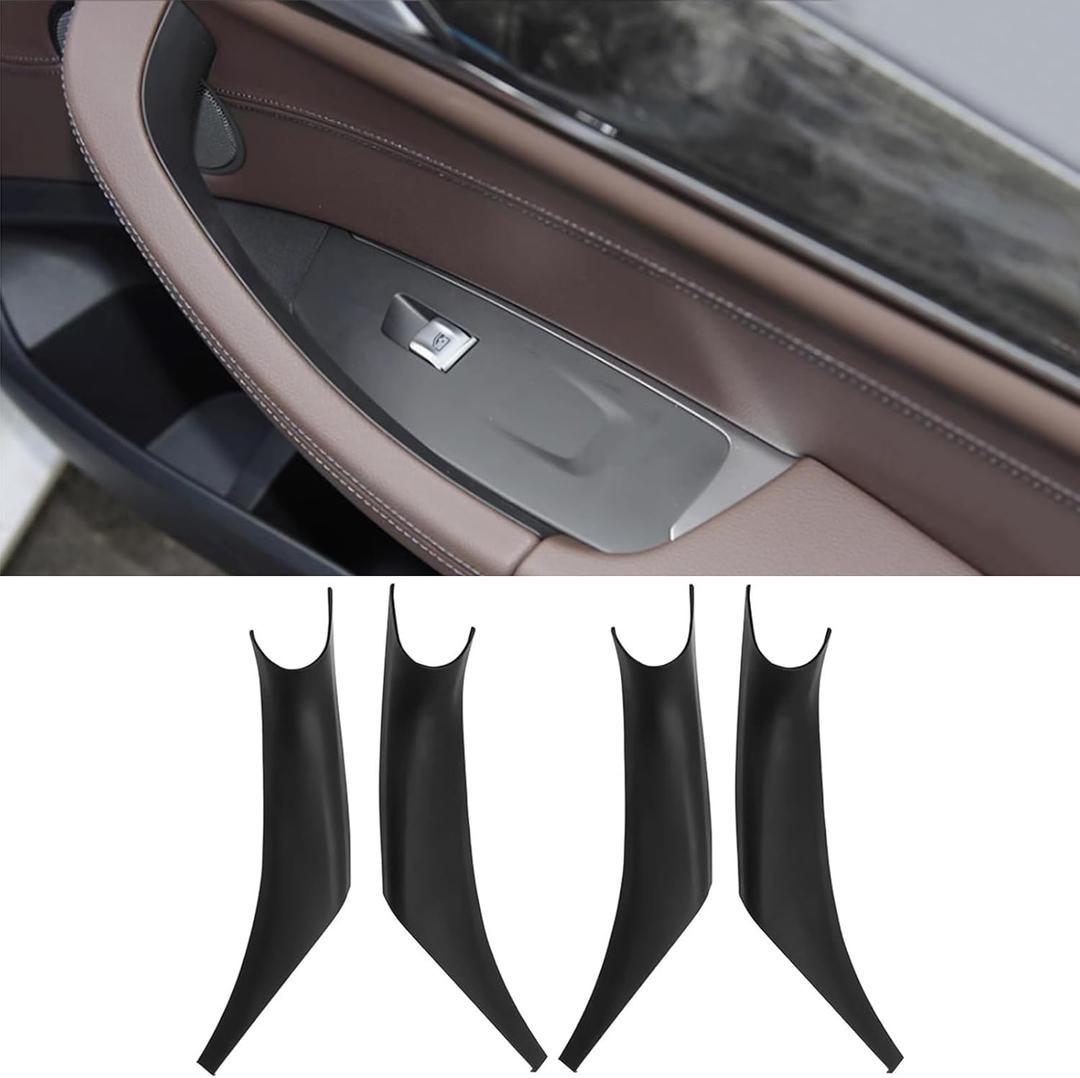 4PCS Car Door Pull Cover Fit for BMW X3 G01 2018-2023, X4 G02 2019-2024 Interior Door Handle Protective Decorate Covers 20i 30i 30e (Black)