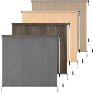 Outdoor Roller Shade 5' W x 8' L Cordless Patio Shades Roll Up Outdoors Blinds with UV Protection, Exterior Roller Shades Cloth for Porch Pergola, Dark Gray, 60"W x 96"H
