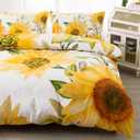 CVHOUSE Sunflower Bedding Queen Size,Garden Floral Set for Girls Kids Teens,Aesthetic Farmhouse Comforter Cover Soft,1 Duvet 2 Pillowcases,Girls Room Decor Queen 89'x89' (P3)