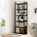 NUMENN Bookshelf, 6 Tier Bookshelves, Home Office Bookcase Shelf Storage Organizer, Free Standing Storage Shelving Unit for Bedroom, Living Room and Home Office, Black