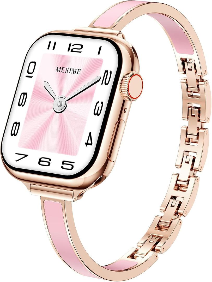 Slim Dressy Watch Bands for Women Compatible with Apple Watch Band Size: 42mm(Series 11 10)/41mm/40mm/38mm, Jewelry Thin Bracelet Classy Metal Designer Fancy Strap for iWatch Ultra Series 11 10 9 8 7 6 5 4 SE 3 2 1