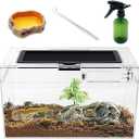 Mini Reptile Terrarium Set,12" x 7"x 6" Low Reptile Tank with Full View Visually Appealingfor InsectFishTarantulaHermit CrabJumping SpiderIguanaTortoiseLeopard GeckoFrogBearded Dragon