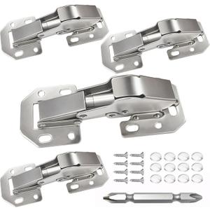 BESTEEL 4 Pack Hidden Hinges Soft Close Surface Mount Kitchen Cabinet Hinges, Concealed Cabinet Hinge for Cabinet Doors Frameless,No Pre-drilled for Kitchen Cupboard, Surface Mount Hinge