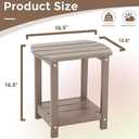 Adirondack Square Outdoor Side Table,2-Tier Storage Patio Side Table, HDPE End Tables for Backyard Pool Porch Garden Lawn(Teak)