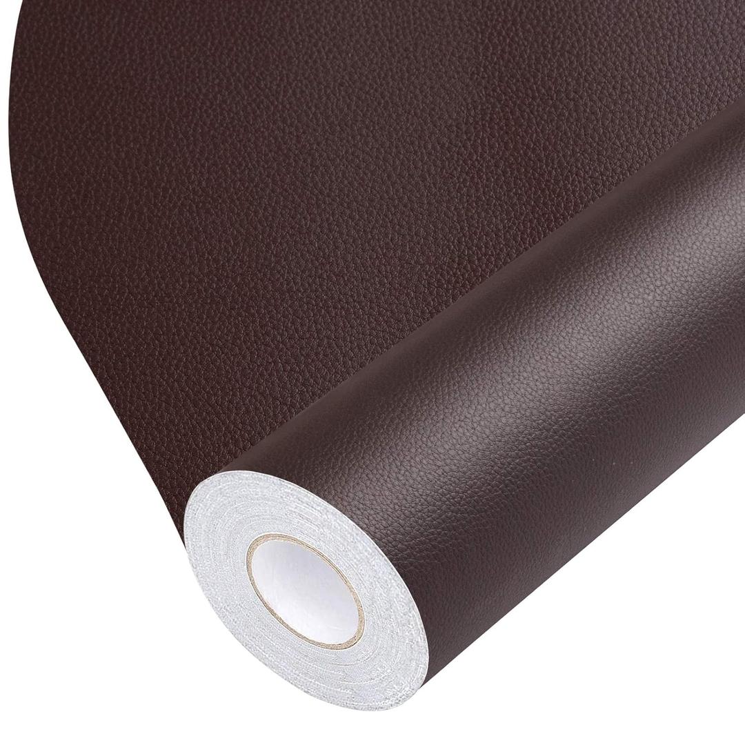 Leather Repair Tape Self-Adhesive Leather Repair Patch for Couch Furniture Sofas Car Seats Advanced PU Vinyl Leather Repair Kit (Dark Brown, 17X79 inch)