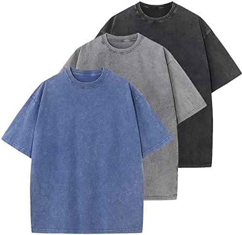 Men's Cotton T-Shirts Oversized Unisex Short Sleeves Casual Loose Wash Solid Basic Tee Tops XL