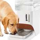 ZOMISIA Automatic Dog Water Dispenser 8L with Stainless Steel Bowl, Gravity Large Capacity Water Bowl for Dogs, 2 Gallon Pet Waterer 100% BPA Free, White