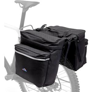 34L Water Resistant Bike Panniers for Mountain/Road/Electric Bikes Universal Rear Rack Bag with 6 Reinforced Buckles | Durable Oxford Fabric & Reflective Safety Strips