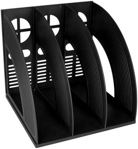 SAYEEC Magazine Holder Sturdy Binder Holder Desk File Sorter Plastic File Folder Organizer Stand Book Shelf Dividers Vertical Storage Rack Desktop Bookshelf Display Box for Office School Home (Black)