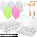 GlikCeil 500 Pcs Set Embroidery Floss Bobbins Kit with Organizer Boxes, Bobbin Winder, Markers - Cross Stitch Thread Storage Set with Hard Plastic Bobbins in 5 Colors for Craft DIY Sewing Supplies