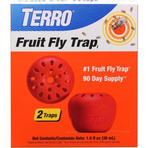 TERRO T2502 Ready-to-Use Indoor Fruit Fly Trap with Built in Window - 2 Traps + 90 day Lure Supply