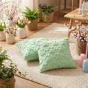 AVOIN colorlife Spring Pet Dog Paws Light Green Throw Pillow Covers, 18 x 18 Inch Soft Plush Faux Fur Jacquard Cushion Case Farmhouse Decoration for Sofa Couch Set of 2