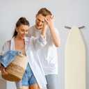 BNDX Ironing Board Cover, 18" x 49" Standard Size Thick Padding with Bongee Cord, Stain Resistant & Durable Scorch, 2 Click Buckles for Smooth Iron Beige Natural Twill(Bonus Plastic Bag Holder)