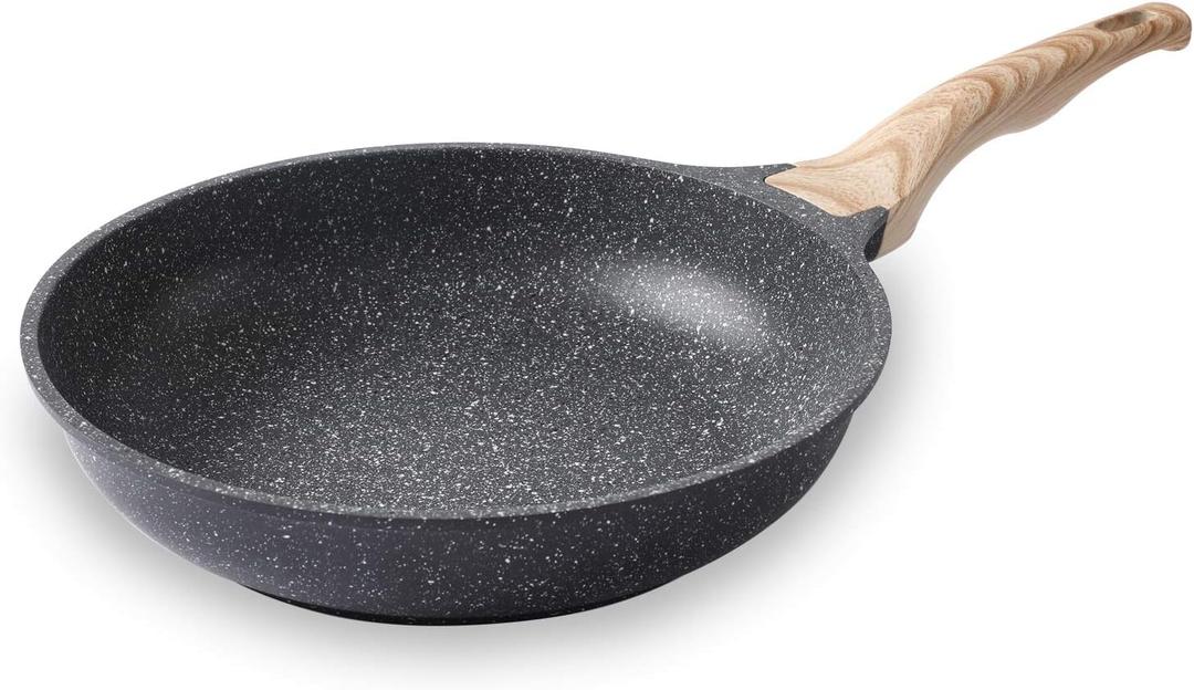 11 Inch Nonstick Skillet Frying Pan Egg Pan Omelet Pan, Nonstick Cookware Granite Coating, 100% PFOA free Cookware Pan, Healthy Nonstick Stone Frying Chef's Pan Skillet, Black