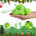 12Pcs Lime Green Christmas Ornaments Furry Ball Christmas Tree Decorations Faux Fur Balls Hanging Decor Xmas Home Party Supplies