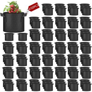 150 Pack 5 Gallon Grow Bags Bulk,Thickened Nonwoven Plant Fabric Pots with Handles,Heavy Duty Breathable Plant Growing Containers Bags for Garden Fruit Vegetable Flower
