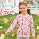 Little Girls Sweatshirts Cotton Long Sleeve Crewneck Pullover Toddler Kids Winter Warm Shirt Sweater Tops 2t-8t (7 Years, Pink/Rabbit)