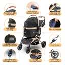 Pettingzoo Dog Stroller with Removable Carrier Foldable Pet Stroller, 60 lbs, Black