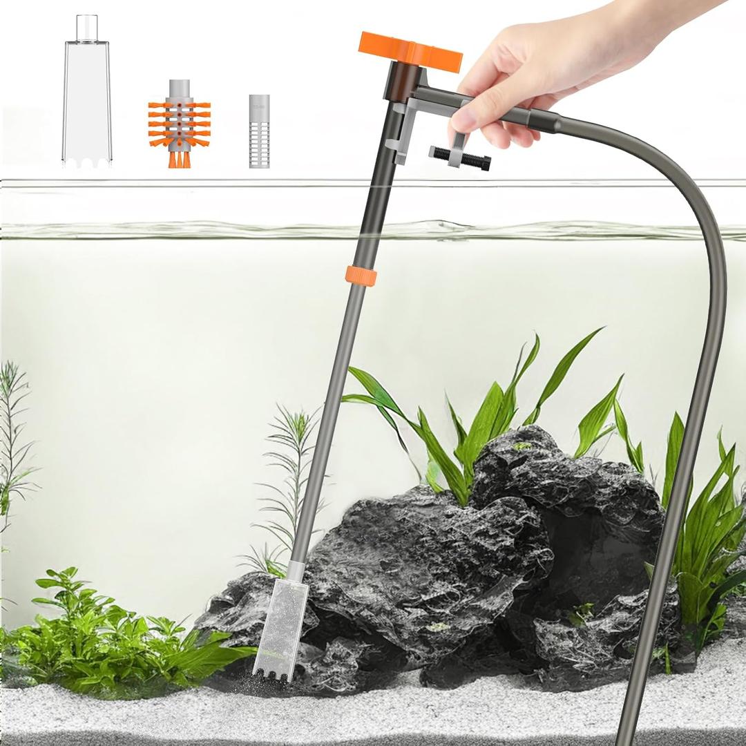 Pawfly Aquarium Water Changer Kit Fish Tank Siphon Vacuum Cleaner with 3.75 Feet Long Hose and Extendable Tubing Manual Aquarium Gravel Cleaner Tools for Water Changing Sand Washing and Maintenance