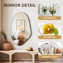 FICTOR Irregular Asymmetrical Wall Mirror, 32" x 19" Modern Decorative Mirror for Entryway, Bathroom, Bedroom, Living Room, Dining Room