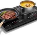 Double Induction Cooktop 1800W, Portable 2 Burner Electric Cooktop with Full Touch Control, 10 Power Levels, 4-Hour Timer, Safety Lock, 110-120V