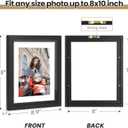 8x10 Floating Picture Frames with Double Glass, 2 Pack Floating Frames for 4x6, 5x7 Pictures or Full Display 8x10 Photos, Tabletop and Wall Hanging, Black