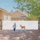 140 Inch Wide Retractable Baby Gates Retractable Dog Gate for Large Openings, Extra Wide Baby Gates for Dogs Indoor Retractable Gate Outdoor Pet Gate, Mesh Gates for Kids or Pets Dog Fence, White