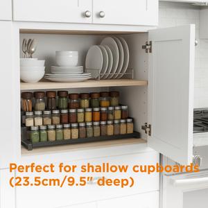GOENDR Expandable Spice Rack Organizer for Cabinet, 3 Tier Metal Spice Organization,16"-29.5" Wide Adjustable Seasoning Organizer, Display Shelf, Canned Goods Organizer for Pantry Kitchen Countertop