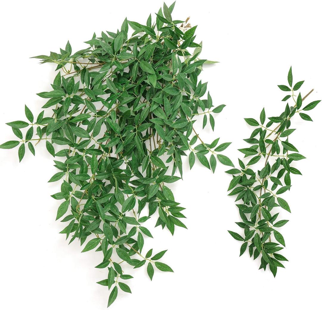 Ling's moment Rosa Banksiae Artificial Vines, Pack of 7 Silk Greenery Garlands with Hanging Faux Laurel Leaves for Table Centerpieces, Wedding Arches & Floral Filler Arrangements