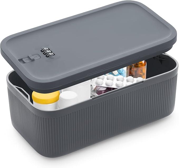 Storage Box, Lock Box with Combination Code for Phone/Medicine Safe/Food Home/Refrigerator/Office/Personal Items/Travel/Gift