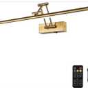 Picture Light Battery Operated with Remote LED Dimmable Picture Light for Paintings, Brass Rechargeable 24 inch Battery Operated Wall Sconce for Art Lighting Gallery Portrait Artwork