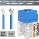 VCE UL Listed 10Gbps Cat6 Keystone Jack Insert 25-Pack, 90 Degree Punch Down RJ45 Keystone Jack Adapter Slim Profile Blue