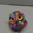 Jovivi 2.5" Rainbow Shell Crystal Owl Statue Carved Resin Reiki Healing Crystal Pocket Stone Sculpture Gemstone Animal Owl Figurines Ornament Cute Room Office Decor Gifts