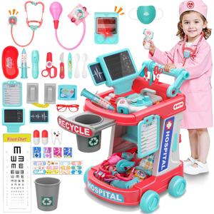 Doctor Kit for Toddlers - Pretend Doctor Play Set for Kids - Role Play Medical Toys with Costume and Stethoscope - Dress Up Doctor Kit for 3 4 5 6 7 8 9 Year Old Boys Girls Christmas Birthday Gift