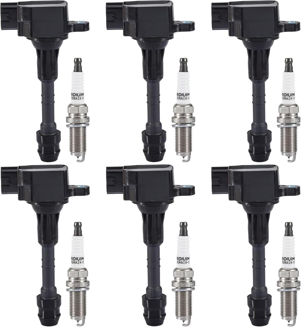 CarBole UF349 Ignition Coil Pack & Spark Plugs Compatible with 3.5L 2002-2008 Nissan Maxima Murano Infiniti G35 FX35, 4.0L 2005-2019 Nissan Frontier Xterra Pathfinder