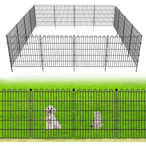10 Panels No Dig Decorative Garden Fence for Yard, 24 in(H) X 20 ft(L) Animal Barrier Fencing for Outdoor Dog, Metal Portable Garden Fences for Borders, Pets, Landscape, Temporary Fence