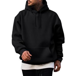 JMIERR Mens Casual Cotton Hooded Collar Drawstring Hoodies Pullover Sweatshirts Casual Long Sleeve Shirts (Black, XL)