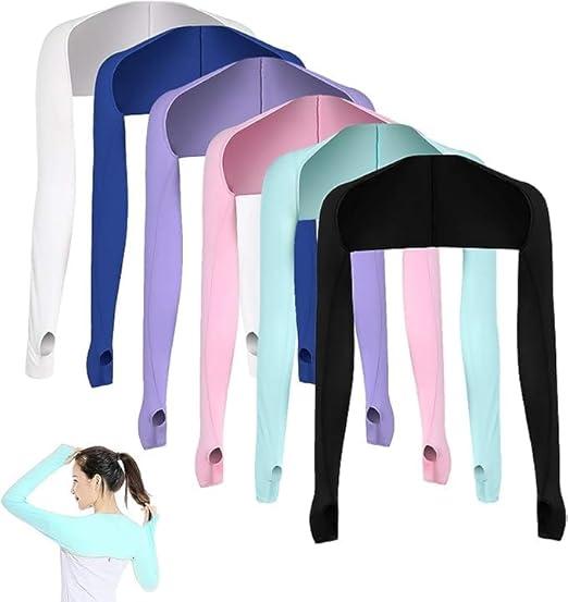 AOUTACC Cooling Shawl Arm Sleeves Sun Protection with Finger Hole Anti-UV, Comfortable Ladies Cooler Shrug Ideal for Women